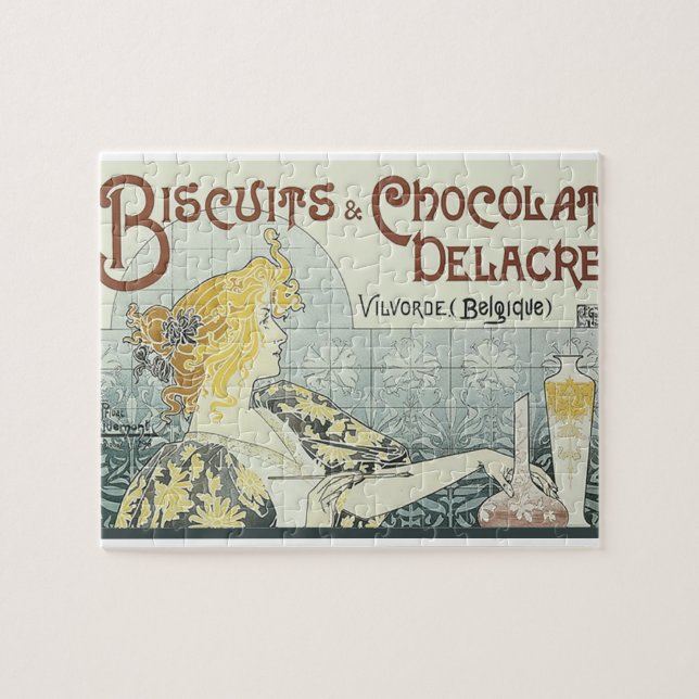 Chocoloate Art Nouveau Woman Jigsaw Puzzle (Horizontal)