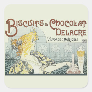 Chocoloate Art Nouveau Woman Square Sticker