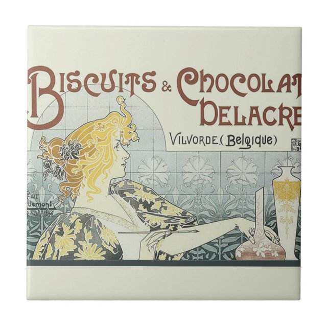 Chocoloate Art Nouveau Woman Tile (Front)