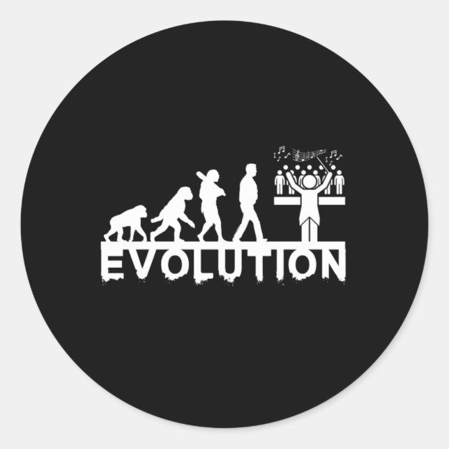 Choir Conductor Evolution Chorus Choral Music Gift Classic Round Sticker (Front)