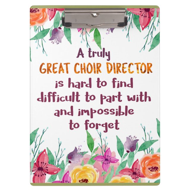 Choir Director Chorus teacher Appreciation Gift Clipboard (Front)