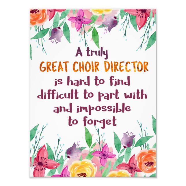 Choir Director Chorus teacher Appreciation Gift Photo Print (Front)