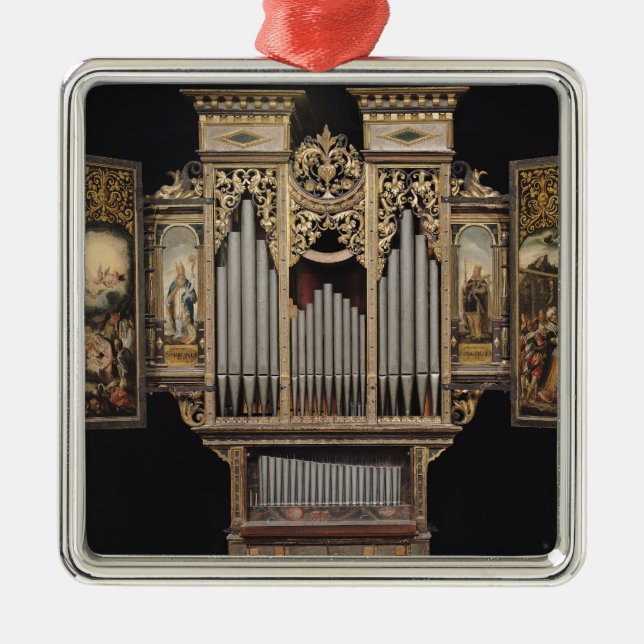 Choir organ with open panels metal tree decoration (Front)