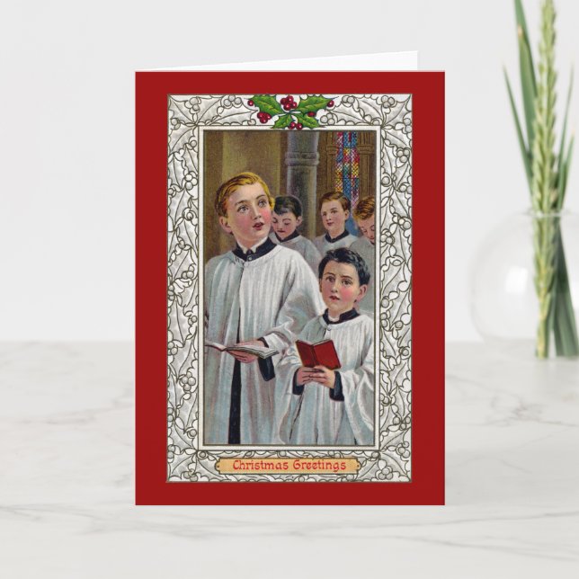 Choirboys Singing Christmas Carols Holiday Card (Front)
