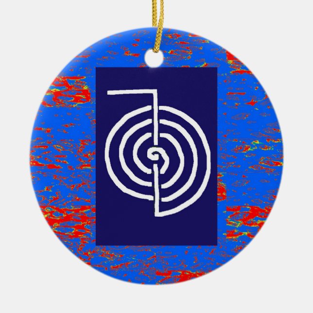 CHOKUREI  Reiki Basic Healing Symbol TEMPLATE gift Ceramic Tree Decoration (Front)