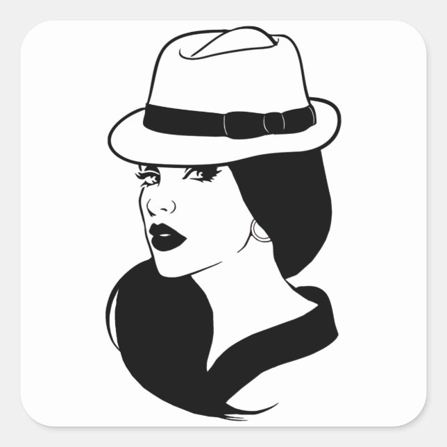 Chola Mexican Latina Girl Womans Face Art Square Sticker (Front)