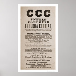 Cholera Medicine Broadside Print 1870