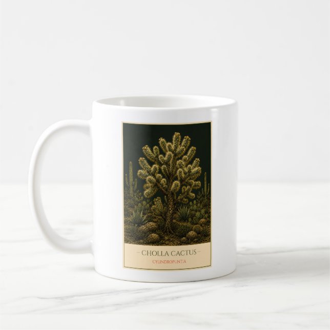 Cholla Cactus – Vintage Botanical Mug (Left)