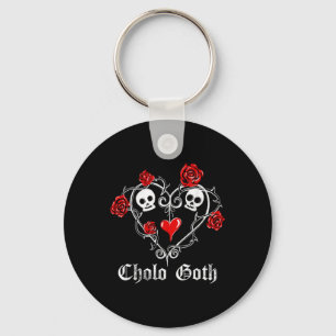 Cholo Goth Heart Skull Rose Thorns Gothic Tattoo  Key Ring