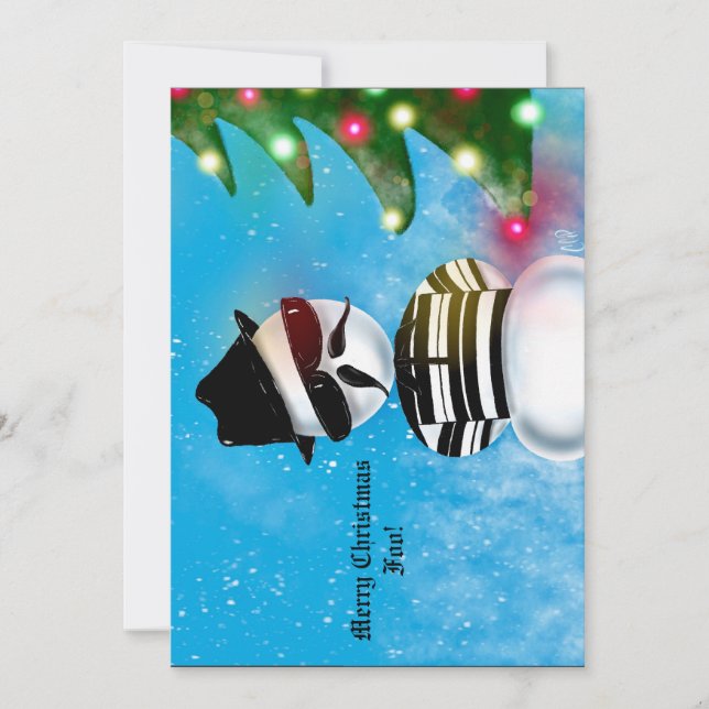 Cholo Snowman Foo Christmas Tree Lights Snow Invitation (Front)