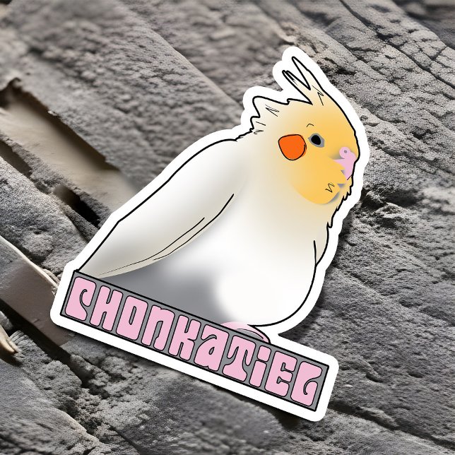 Chonkatiel Funny Cockatiel Cute Fluffy Pudgy Bird (Funny chonky Cockatiel sticker)