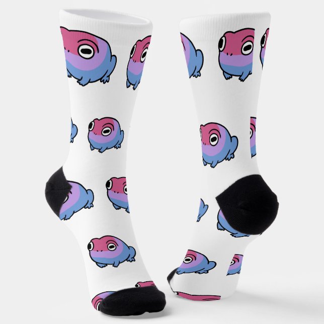 Chonky Bisexual Frog Queer Socks | Cute Bi Pride  (Angled)