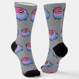 Chonky Bisexual Frog Queer Socks   Cute Bi Pride 