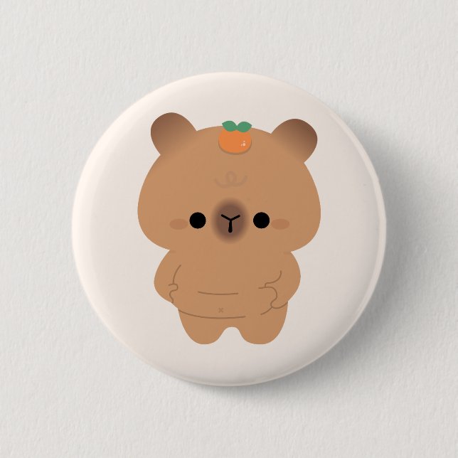 Chonky Capybara 6 Cm Round Badge (Front)