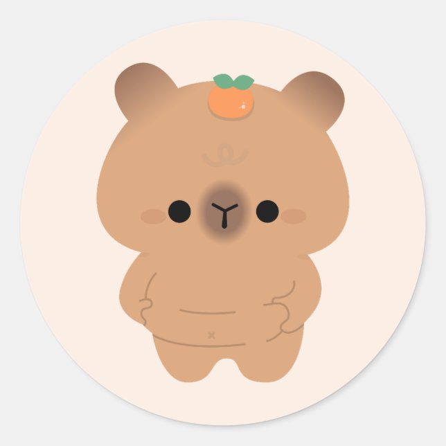 Chonky Capybara Classic Round Sticker (Front)