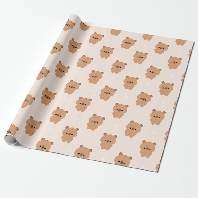 Chonky Capybara Wrapping Paper (Unrolled)