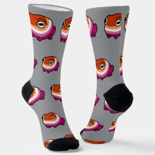 Chonky Lesbian Frog Pride Socks Cute WLW Queer