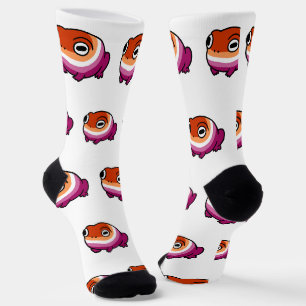 Chonky Lesbian Frog Pride Socks   Cute WLW Queer 