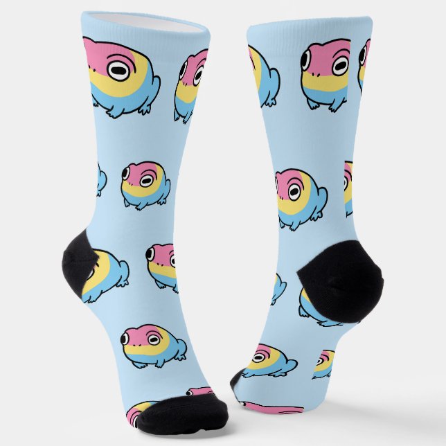 Chonky Pansexual Frog Pride Socks | Cute Pan Pride (Angled)