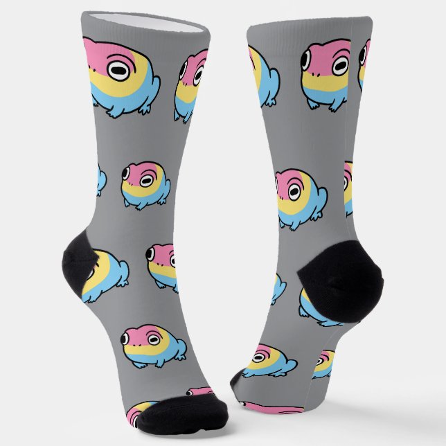 Chonky Pansexual Frog Pride Socks | Cute Pan Pride (Angled)