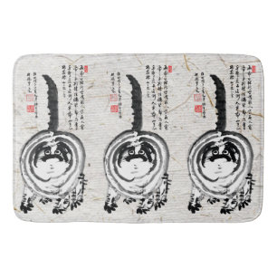 Chonky Striped Japanese Tabby Cat Bath Mat