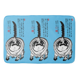Chonky Striped Japanese Tabby Cat Bath Mat