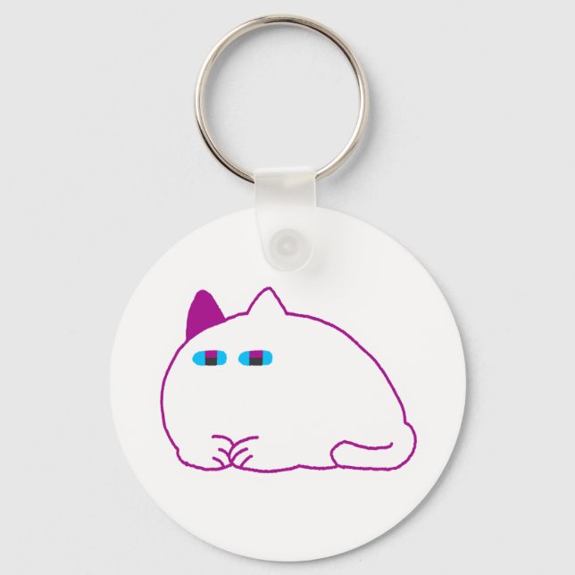 Chonky White Cat Key Ring (Front)