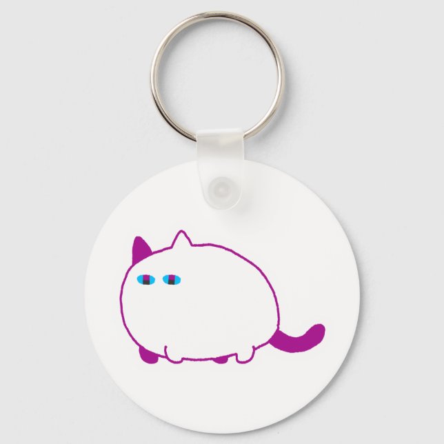 Chonky White Cat Keychain (Front)