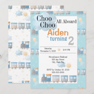 Choo choo birthday boy party invite