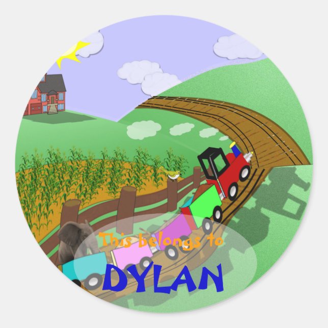 Choo choo Bookplate Classic Round Sticker (Front)