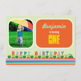 Choo Choo Happy Birthday Train 1st Birthday Party Invitation