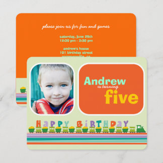 Choo Choo Happy Birthday Train Boy Birthday Party Invitation