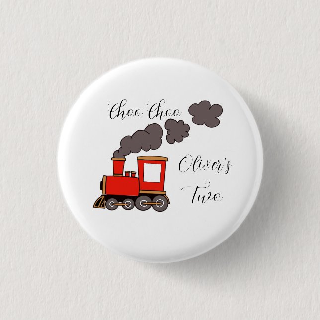 Choo Choo I’m Two red train birthday 3 Cm Round Badge (Front)