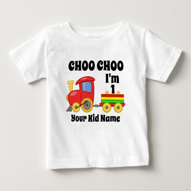 Choo Choo I'm 1 Years Old Train Kids Birthday Gift Baby T-Shirt (Front)