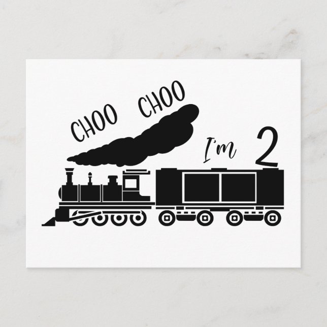 Choo Choo I'm 2, 2nd Birthday Boy Postcard (Front)