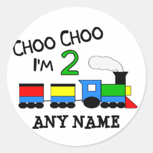 Choo Choo I'm 2!  With TRAIN Classic Round Sticker