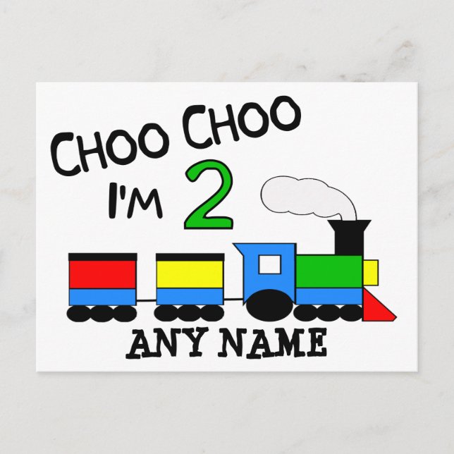 Choo Choo I'm 2!  With TRAIN Postcard (Front)