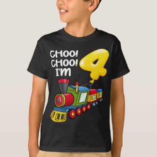 Choo Choo I'm 4 Years Old Locomotive Boys Train 4t T-Shirt