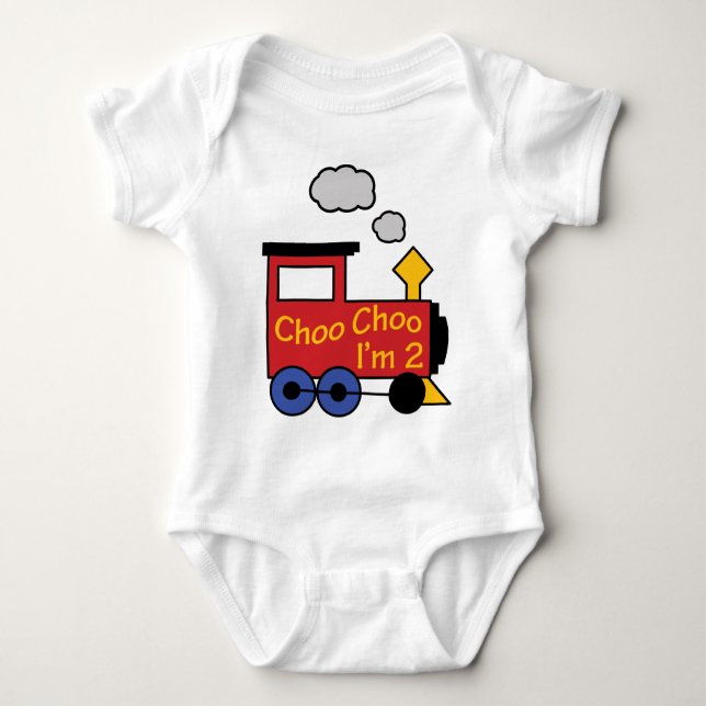 Choo Choo I'm Two Baby Bodysuit (Front)
