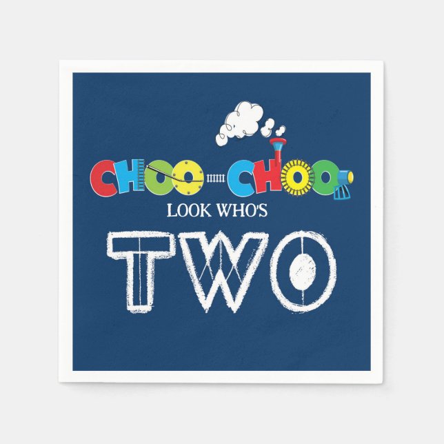 Choo Choo I'm Two Party Napkins (Front)