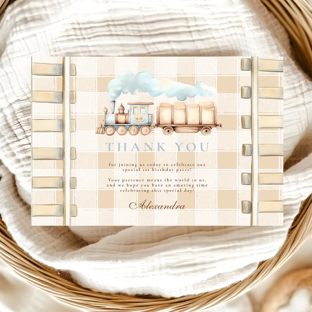 Choo Choo Train 2nd Birthday Thank You Card (Creator Uploaded)