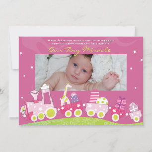 Choo choo Train Baby Announcement GreetiIng Card