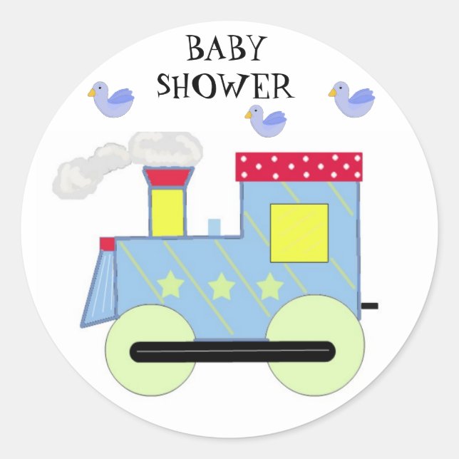 Choo Choo Train Baby Shower Classic Round Sticker (Front)
