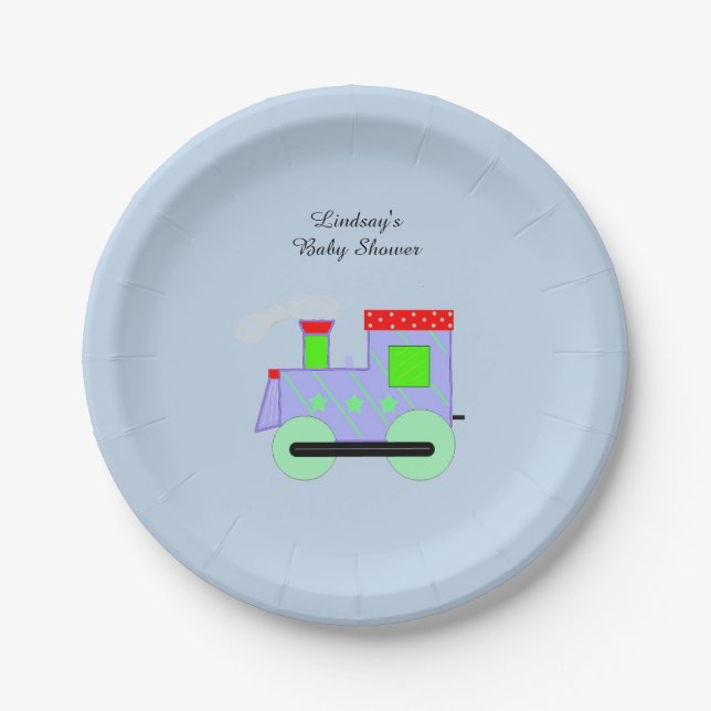 Choo Choo Train Baby Shower Paper Plate (Front)