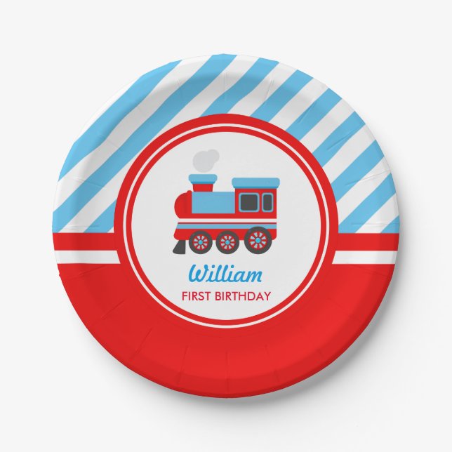Choo Choo Train Birthday Party Decoration Paper Plate (Front)