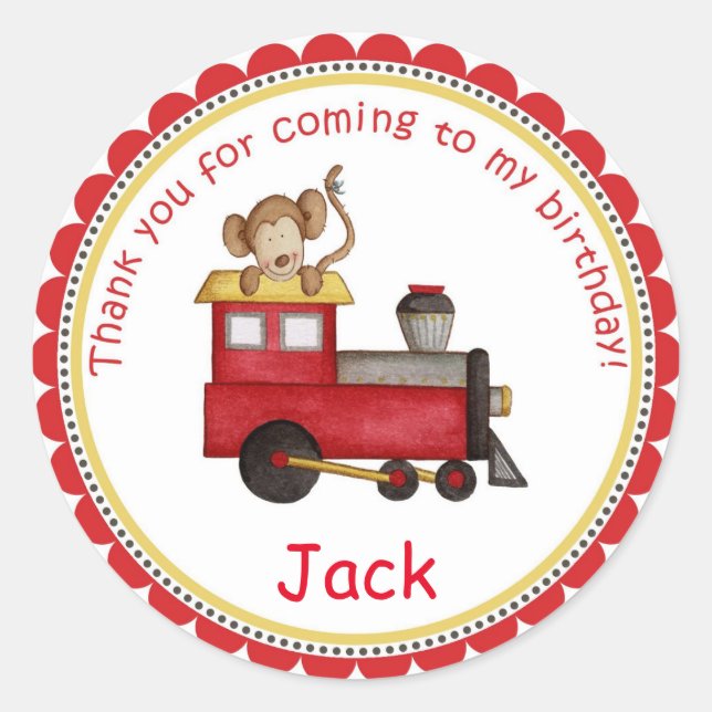 Choo Choo Train Birthday Party Favour Stickers (Front)