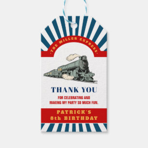 Choo choo Train Birthday Thank You Card Gift Tags