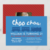 Choo choo train blue red children's birthday