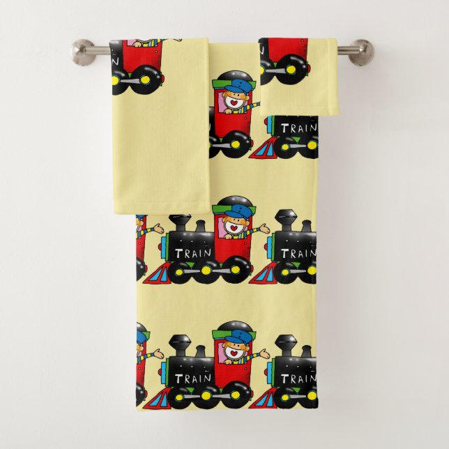 choo choo train boy bath towel set (Insitu)