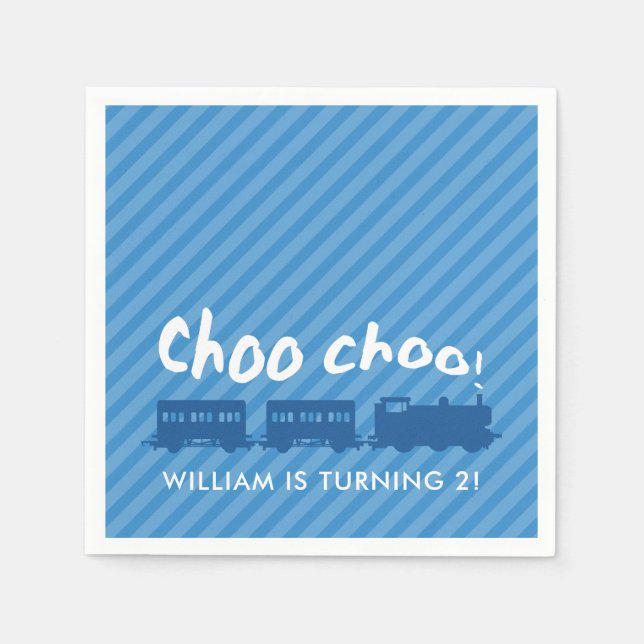 Choo choo train children's birthday party napkin (Front)